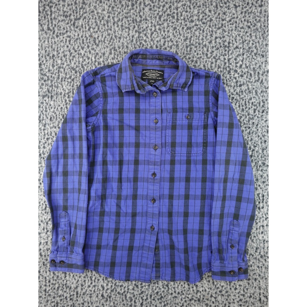 Filson Button Down Shirt Womens XS Cobalt Blue Plaid Cotton FC0P015813
